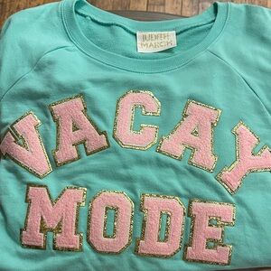 Judith March Mint Green 'Vacay Mode' Sweatshirt & Shorts Set